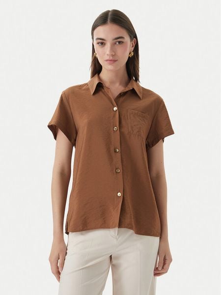 Marella Koszula Apice 2613111164 Brązowy Regular Fit. Brązowe koszule Marella, bez wzorów, z wiskozy, bez kołnierzyka, bez ramiączek. Za 449.99 zł.