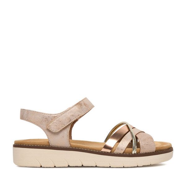 Sandały Remonte. Czerwone sandały Remonte, bez wzorów, bez obcasa, na płaskiej podeszwie, bez zapięcia. Za 339.99 zł.