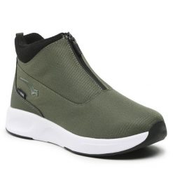 Botki Bagheera. Zielone botki Bagheera, bez wzorów, bez obcasa, na płaskiej podeszwie, bez zapięcia. Za 449.99 zł.