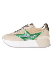 Liu Jo Skórzane sneakersy "Dreamy" w kolorze beżowo-złoto-zielonym rozmiar: 36. Brązowe trampki Liu Jo, bez wzorów, z materiału, bez zapięcia. Za 188.85 zł.