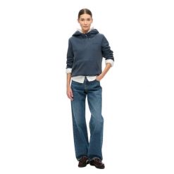 Damska bluza z kapturem z logo półszorowana Superdry Essential. Niebieskie bluzy Superdry, l, bez wzorów, z kapturem. Za 350.50 zł.