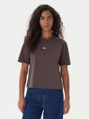 Tommy Jeans T-Shirt Badge DW0DW22202 Brązowy Boxy Fit. Brązowe t-shirty Tommy Jeans, s, bez wzorów, z bawełny, bez kołnierzyka, bez ramiączek. Za 119.99 zł.