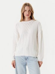 Guess Sweter W5YR56 Z2ZK2 Biały Regular Fit. Białe swetry Guess, xl, z aplikacjami, z bawełny, bez ramiączek. Za 479.99 zł.