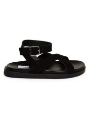 Steve Madden Skórzane sandały w kolorze czarnym rozmiar: 36. Czarne sandały Steve Madden, bez wzorów, ze skóry, klasyczne, z otwartym noskiem, bez obcasa, bez zapięcia. Za 220.12 zł.