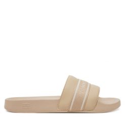 Klapki Tommy Hilfiger. Brązowe klapki TOMMY HILFIGER, bez wzorów, bez obcasa. Za 139.99 zł.