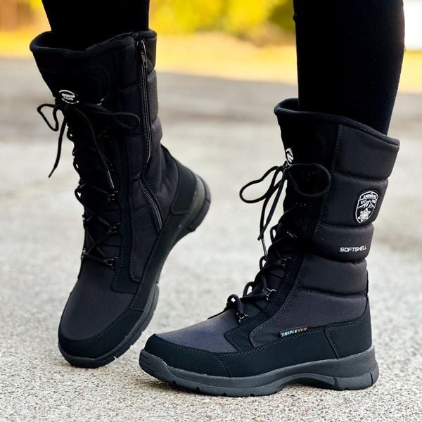 Czarne zimowe śniegowce damskie z membraną American Club Softshell Sn07/25. Czarne trapery i śniegowce American CLUB, z jeansu. Za 259.00 zł.