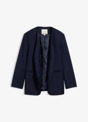 Żakiet bez kołnierza, z miękkiej mieszanki wełny. Brązowe marynarki i żakiety bonprix, bez wzorów, z wełny. Za 429.99 zł.