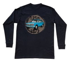 Fiat 125p — bluzka z długim rękawem (Rozmiar: S (dorosła); Kolor koszulki: czarny; Rodzaj nadruku: Fiat 125p). Czarne bluzki nikiniki, m, bez wzorów, z bawełny, biznesowe, bez kołnierzyka, bez ramiączek. Za 99.00 zł.