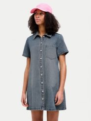 JJXX Sukienka jeansowa 12273029 Niebieski Regular Fit. Niebieskie sukienki JJXX, s, bez wzorów, z bawełny, bez kołnierzyka, bez ramiączek. Za 119.99 zł.