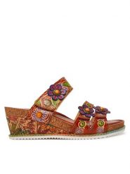 Laura Vita Klapki Bonito 19 Bordowy. Czerwone klapki Laura Vita, bez wzorów, ze skóry, bez obcasa. Za 279.99 zł.