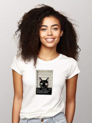 WOOOP Koszulka "Kitty Mugshot" w kolorze białym rozmiar: XL. Białe bluzki Wooop, xl, bez wzorów, z bawełny, bez kołnierzyka, bez ramiączek. Za 56.99 zł.