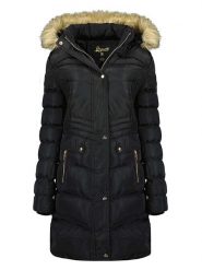 Geographical Norway Płaszcz zimowy "Badonna" w kolorze czarnym rozmiar: M. Czarne płaszcze Geographical Norway, na zimę, m, bez wzorów, z puchu, bez kaptura. Za 332.24 zł.
