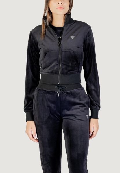 Bluza Kobieta GUESS ACTIVE COUTURE FULL ZIP SWEATSHIRT. Czarne bluzy Guess Active, m, z aplikacjami, z lycry, bez kaptura. Za 341.40 zł.