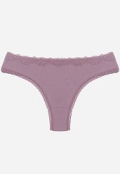 Fioletowe Majtki Stringi z Bawełną z Koronką Aethimilia. Fioletowe stringi Renee, bez wzorów, z bawełny. Za 6.99 zł.
