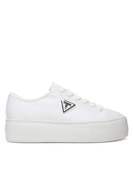 Guess Trampki FLJJZ3 FAB12 Biały. Białe trampki Guess, z aplikacjami, z materiału, bez zapięcia. Za 352.99 zł.