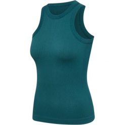 Bezszwowy damski top prążkowany Hummel Pulse. Zielone topy Hummel, bez wzorów, prążkowane, bez kołnierzyka, bez ramiączek. Za 163.50 zł.