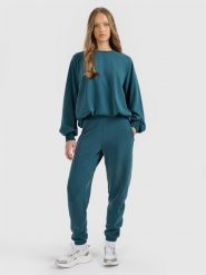 4F Spodnie dresowe joggery z modalem damskie - turkusowe M. Niebieskie spodnie dresowe 4f, m, bez wzorów, z dresówki. Za 169.99 zł.