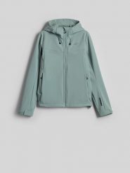 4F Kurtka softshell wiatroodporna damska - turkusowy M. Niebieskie kurtki sportowe 4f, m, bez wzorów, z softshellu, bez kaptura. Za 299.99 zł.