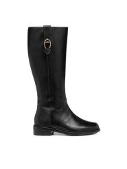 Geox Oficerki D Walk Pleasure D46TGD 00043 C9999 Czarny. Czarne kozaki Geox, ze skóry, bez obcasa, na płaskiej podeszwie, bez zapięcia. Za 949.99 zł.