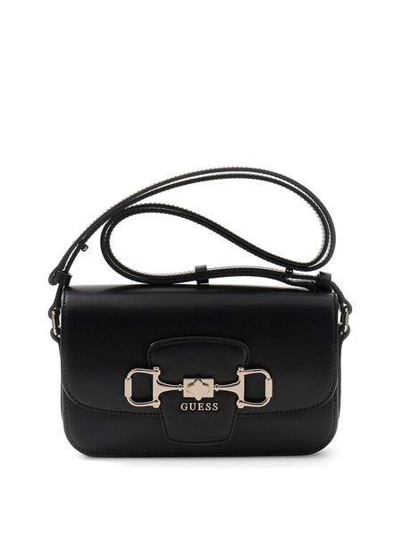 Guess Torebka Janie HWVG99 10210 Czarny. Czarne listonoszki Guess, z aplikacjami, ze skóry, bez dodatków. Za 324.99 zł.