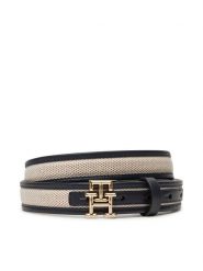 Tommy Hilfiger Pasek Damski Th Logo 2.5 Canvas AW0AW17249 Granatowy. Niebieskie paski TOMMY HILFIGER, bez wzorów, z materiału. Za 229.99 zł.