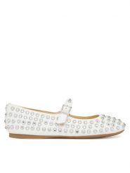 Guess Baleriny FLTKDL ELE02 Biały. Białe baleriny Guess, z aplikacjami, ze skóry, bez obcasa. Za 719.99 zł.