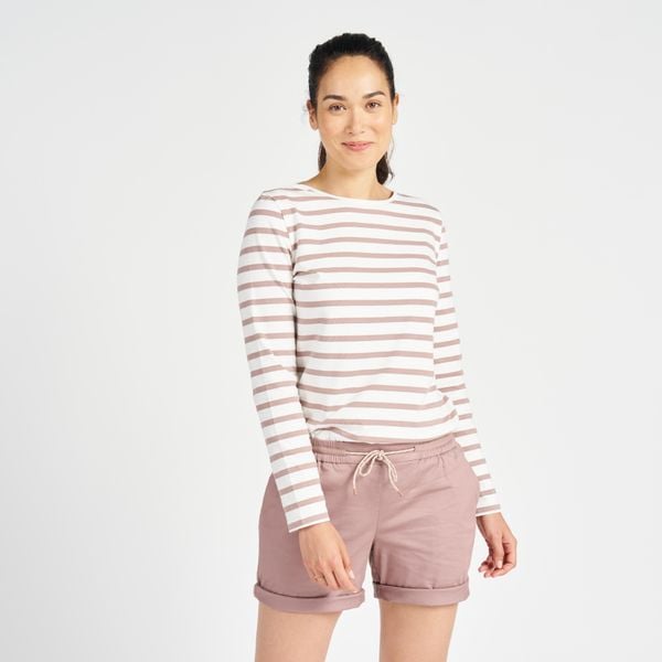 Koszulka marynarska żeglarska damska Tribord Sailing 100 długi rękaw. Białe bluzki TRIBORD, xl, bez wzorów, z bawełny, sportowe, bez kołnierzyka, bez ramiączek. Za 89.99 zł.