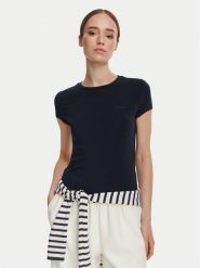 Guess T-Shirt V6YI24 K4787 Granatowy Slim Fit. Niebieskie t-shirty Guess, l, z aplikacjami, z lyocellu, bez kołnierzyka, bez ramiączek. Za 174.99 zł.