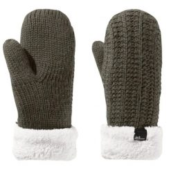 Rękawiczki turystyczne zimowe damskie Jack Wolfskin Highloft Knit Mitten. Zielone rękawiczki Jack Wolfskin, bez wzorów, z poliesteru, sportowe. Za 108.64 zł.