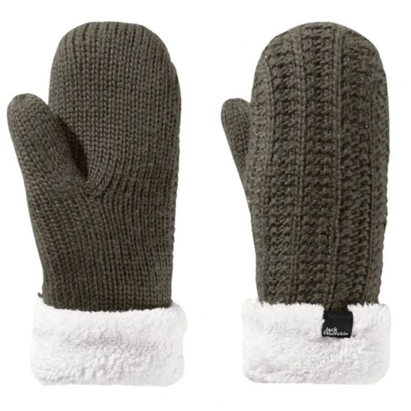 Rękawiczki turystyczne zimowe damskie Jack Wolfskin Highloft Knit Mitten. Zielone rękawiczki Jack Wolfskin, bez wzorów, z poliesteru, sportowe. Za 108.64 zł.