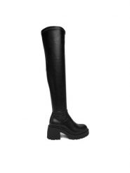 DeeZee Kozaki CEO-WS6575-02 Czarny. Czarne kozaki DeeZee, z materiału, bez obcasa, na słupku, bez zapięcia. Za 249.99 zł.