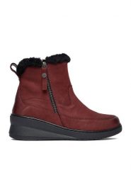 Go Soft Botki CEO-WI23-NUREN-01 Bordowy. Czerwone botki GO SOFT, bez wzorów, z nubiku, bez obcasa, na koturnie, bez zapięcia. Za 259.99 zł.