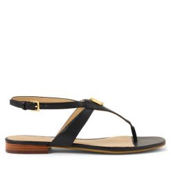 Sandały LAUREN RALPH LAUREN. Czarne sandały Lauren Ralph Lauren, bez wzorów, bez obcasa, na płaskiej podeszwie, bez zapięcia. Za 439.99 zł.