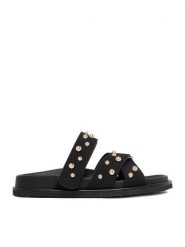 DeeZee Klapki CEO-LB-P2132 Czarny. Czarne klapki DeeZee, bez wzorów, z materiału, bez obcasa. Za 129.99 zł.