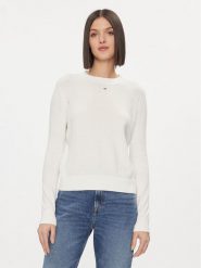 Tommy Jeans Sweter Essential DW0DW17254 Biały Regular Fit. Białe swetry Tommy Jeans, xs, bez wzorów, z bawełny, bez ramiączek. Za 209.99 zł.