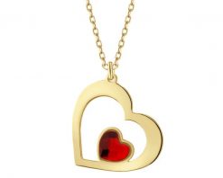 Naszyjnik srebrny ze szlifowanym szkłem - serca. Szare naszyjniki Apart, pozłacane. Za 279.00 zł.