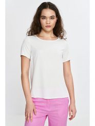 Nife Koszulka w kolorze kremowym rozmiar: 40. Brązowe bluzki Nife, bez wzorów, z wiskozy, bez kołnierzyka, bez ramiączek. Za 121.80 zł.