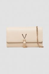VALENTINO Beżowa kopertówka Divina Pochette. Brązowe kopertówki Valentino by Mario Valentino, bez wzorów, bez dodatków. W wyprzedaży za 229.99 zł.