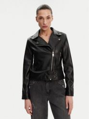 Rinascimento Kurtka z imitacji skóry CFC0119619003 Czarny Regular Fit. Czarne kurtki Rinascimento, l, bez wzorów, ze skóry, bez kaptura. Za 259.99 zł.