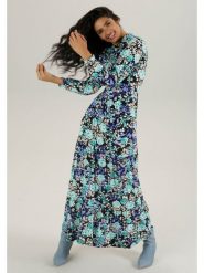 Aniston Sukienka w kolorze niebiesko-czarno-turkusowym rozmiar: 48. Czarne sukienki Aniston, bez wzorów, z wiskozy, bez kołnierzyka, bez ramiączek, maxi. Za 95.99 zł.