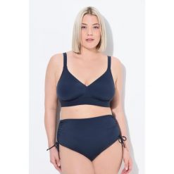 Damska Góra od bikini bez miękkich miseczek na podszewce z recyklingu. Niebieskie bielizna sportowa Ulla Popken, plus size, bez wzorów, z elastanu. Za 143.99 zł.
