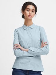 ICHI Koszula 102533 Niebieski Regular Fit. Niebieskie koszule ICHI, bez wzorów, z bawełny, bez kołnierzyka, bez ramiączek. Za 89.99 zł.