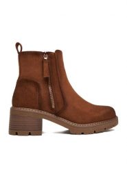 Clara Barson Botki CEO-HY58222-1 Brązowy. Brązowe botki Clara Barson, bez wzorów, z materiału, bez obcasa, na słupku, bez zapięcia. Za 159.99 zł.
