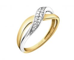 Pierścionek z żółtego złota z brylantami - 0,008 ct - próba 375. Żółte pierścionki Apart, z brylantem, złote. Za 1,290.00 zł.