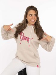 Zwillingsherz Bluza "Dachshund Heart" w kolorze beżowym rozmiar: XXL. Brązowe bluzy Zwillingsherz, xxl, bez wzorów, z kapturem. Za 195.45 zł.