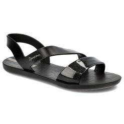 Czarne Sandały Ipanema Wodoodporne Obuwie Damskie. Czarne sandały Ipanema, bez wzorów, z tworzywa sztucznego, eleganckie, bez obcasa, bez zapięcia. Za 119.00 zł.