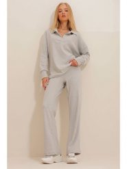 Trend Alacati 2-częściowy zestaw w kolorze jasnoszarym rozmiar: S. Szare swetry Trend Alacati, s, bez wzorów, bez ramiączek. Za 82.64 zł.