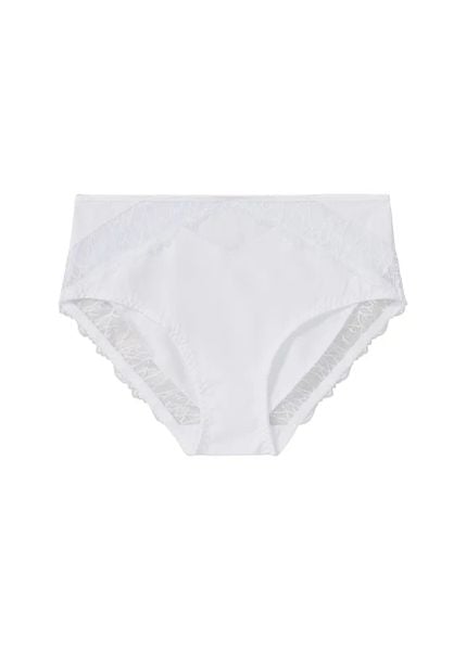 Figi maxi z delikatną koronką. Niebieskie figi bonprix, bez wzorów, z koronki. Za 39.99 zł.