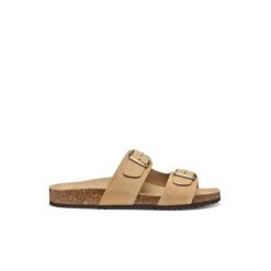 Damskie sandały Geox Brionia L. Brązowe sandały Converse, bez wzorów, ze skóry, biznesowe, bez obcasa, na obcasie, bez zapięcia. Za 301.00 zł.