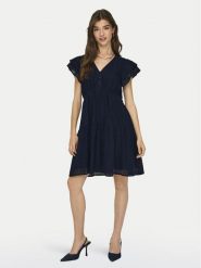 ONLY Sukienka letnia Helena 15303058 Granatowy Regular Fit. Niebieskie sukienki Only, na lato, l, bez wzorów, z bawełny, bez kołnierzyka, bez ramiączek. Za 199.99 zł.